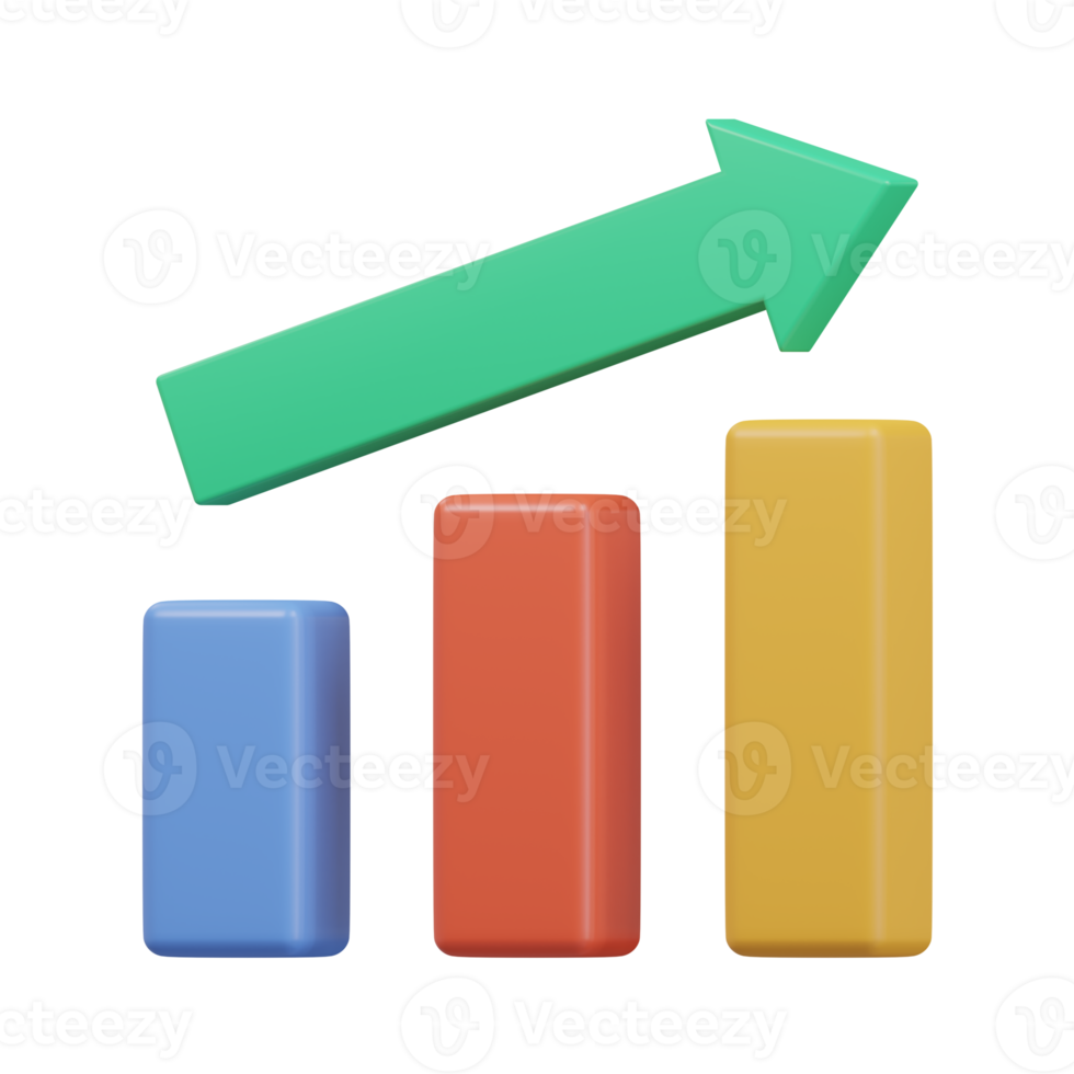 Graph Growth icon 3d render illustration. png