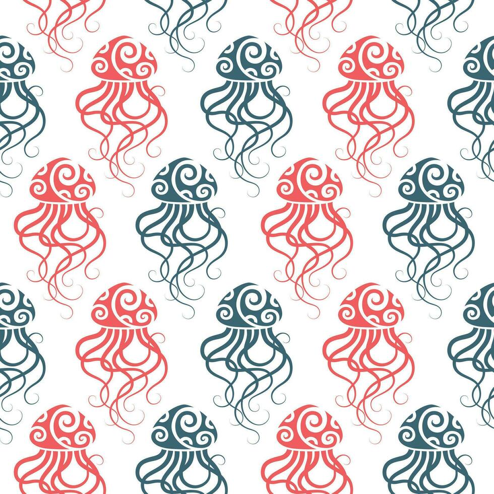 Seamless pattern with jellyfish. Maori style. Vector. vector