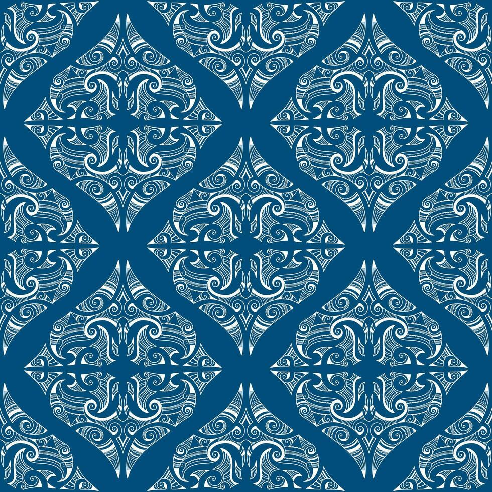 vector seamless pattern. geometrical maori style. blue background