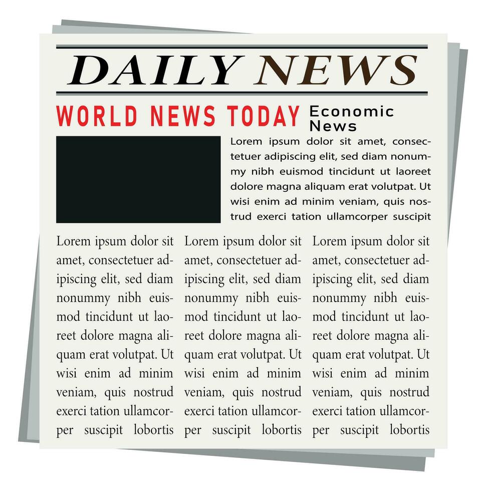 Daily Newspaper pages template, Newspaper headline, Newsprint vector illustration.