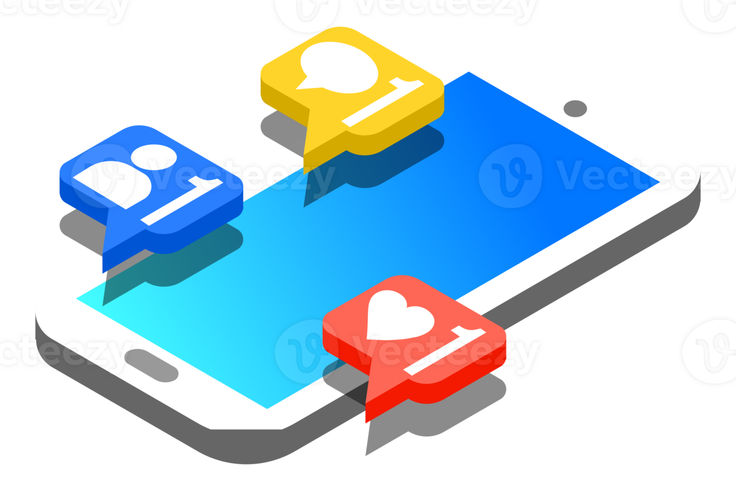 social media concept on mobile phone png