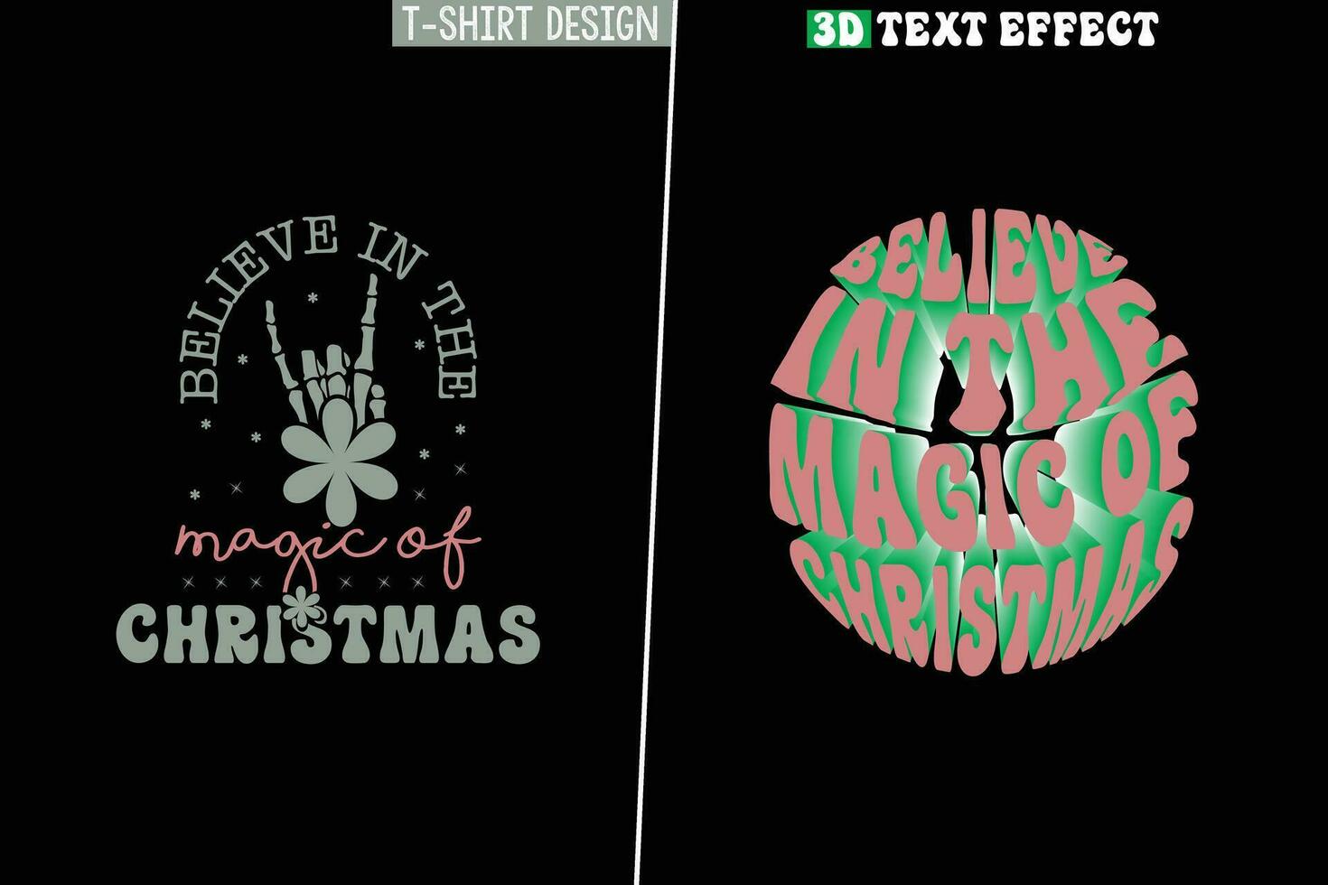 creer en el magia de Navidad y 3d texto efecto vector