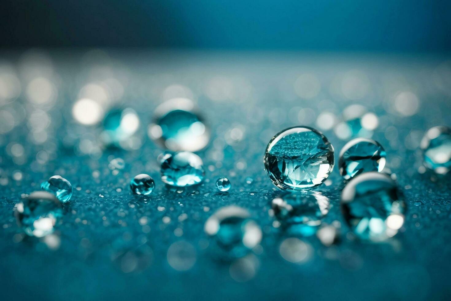 Water drops on a blue background texture blue background with bubbles Ai generated. photo