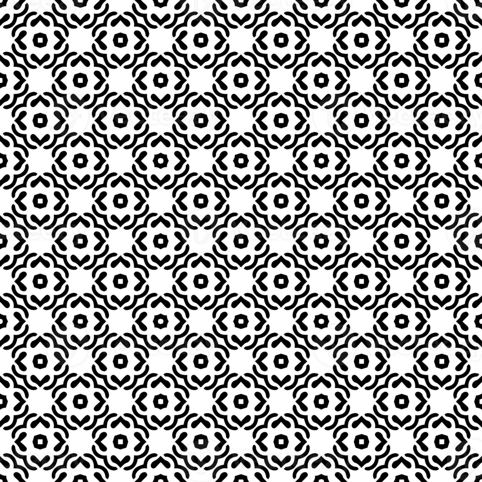 Black seamless abstract pattern. Overlay for background and backdrop. Ornamental design. PNG graphic illustration with transparent background.