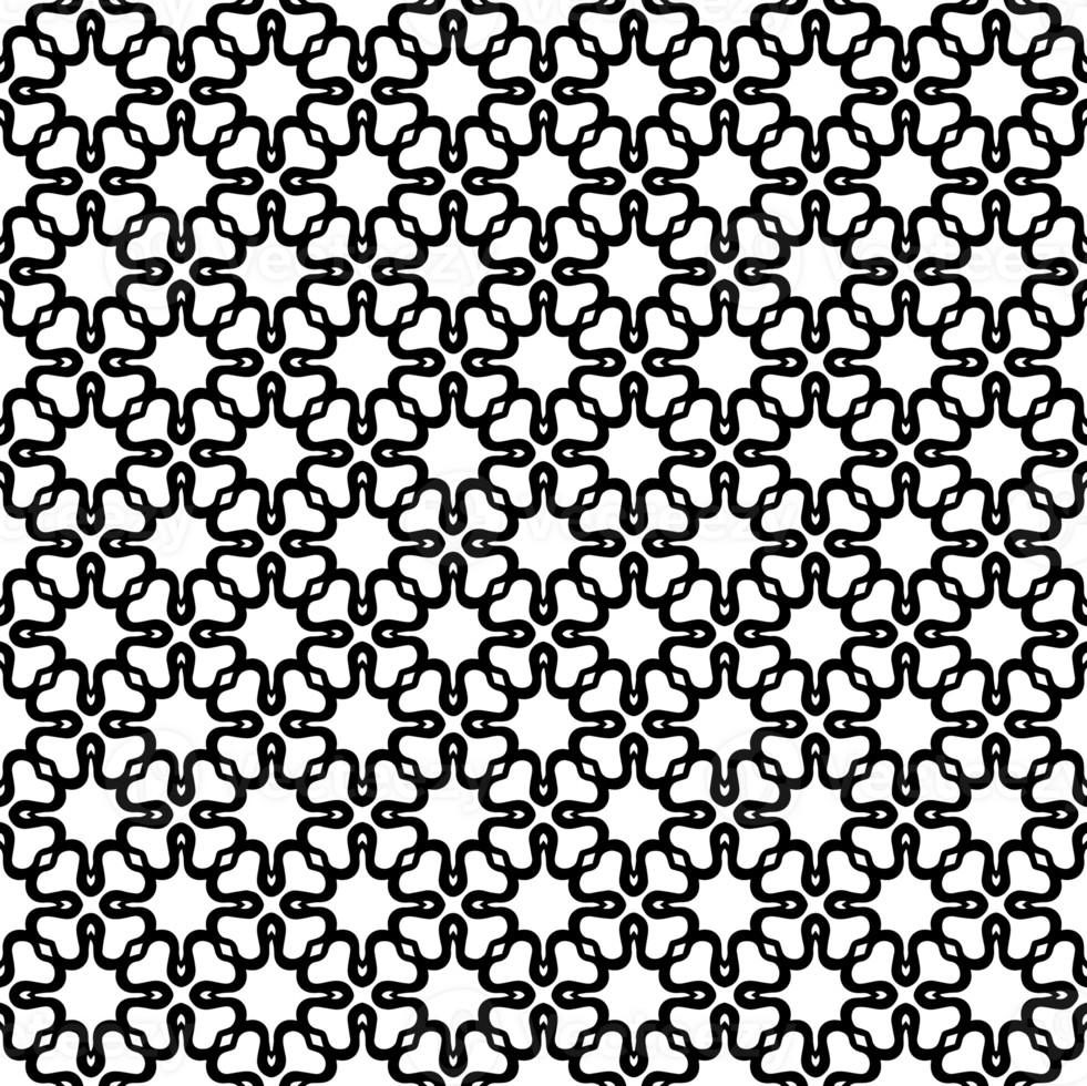 Black seamless abstract pattern. Overlay for background and backdrop. Ornamental design. PNG graphic illustration with transparent background.