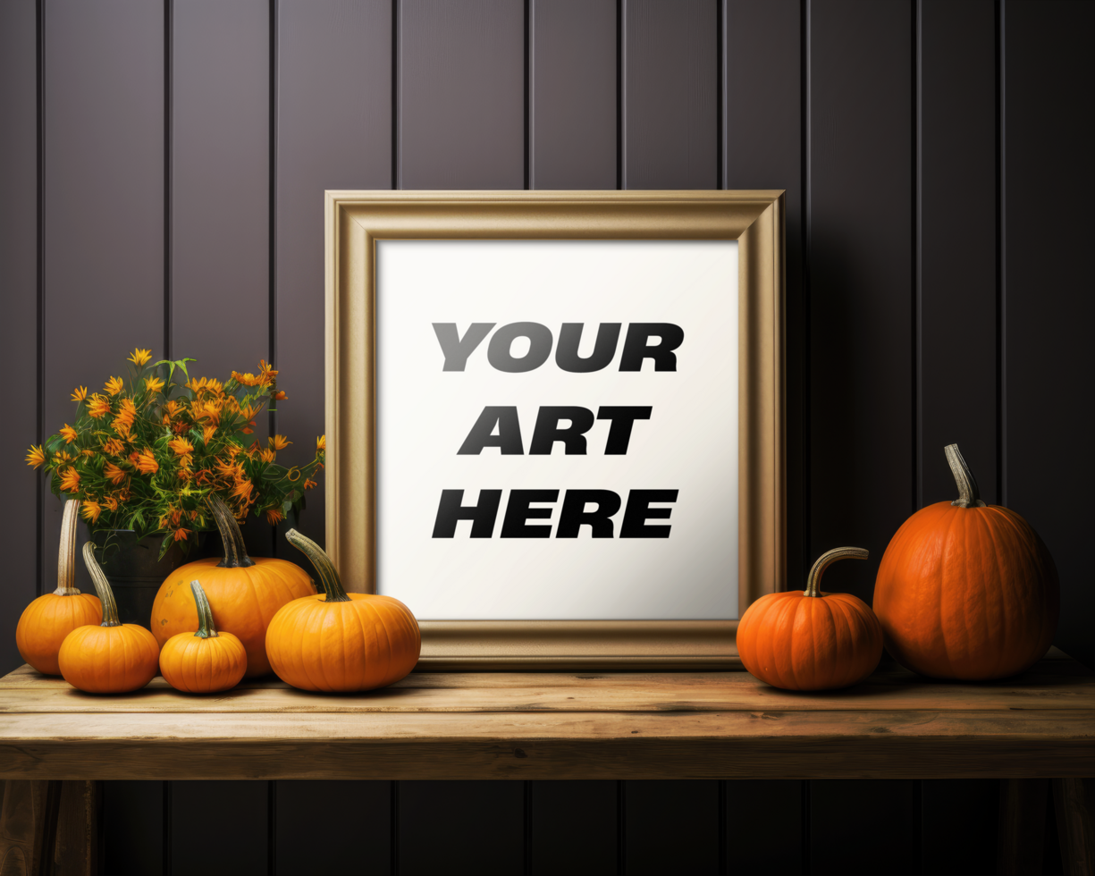 Halloween Frame Art Mockup - Generative AI psd
