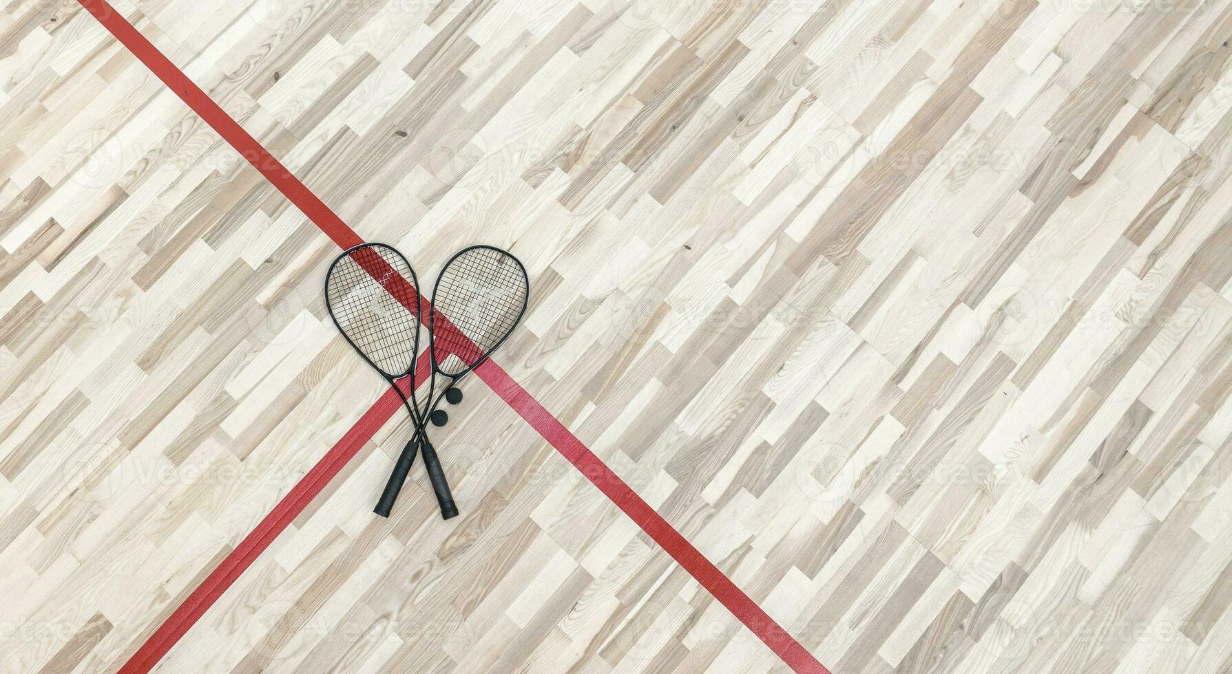 Squash Court Wooden Floor and Balls and the Rockets photo