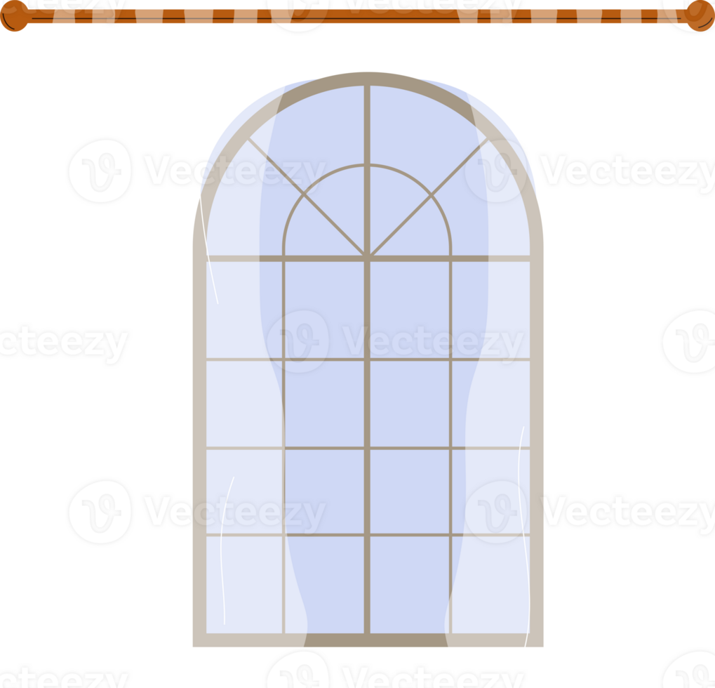 Window and curtains in the room. House window png