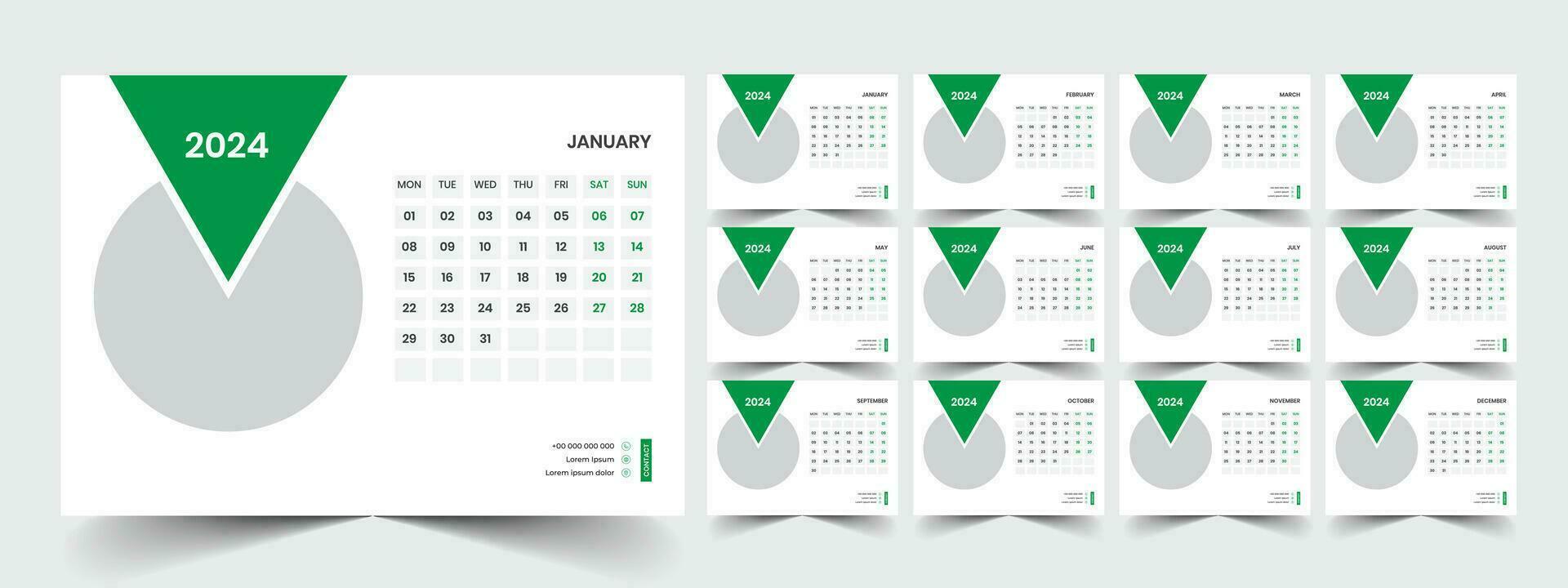 Planner template with calendar for 2024 year vector