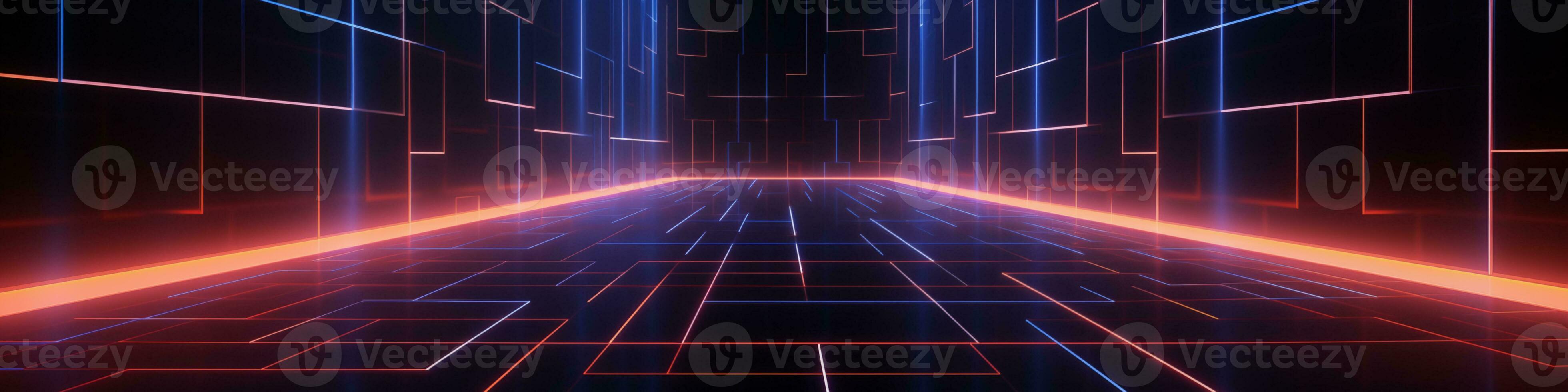 Neon technology background, empty space, futuristic style photo