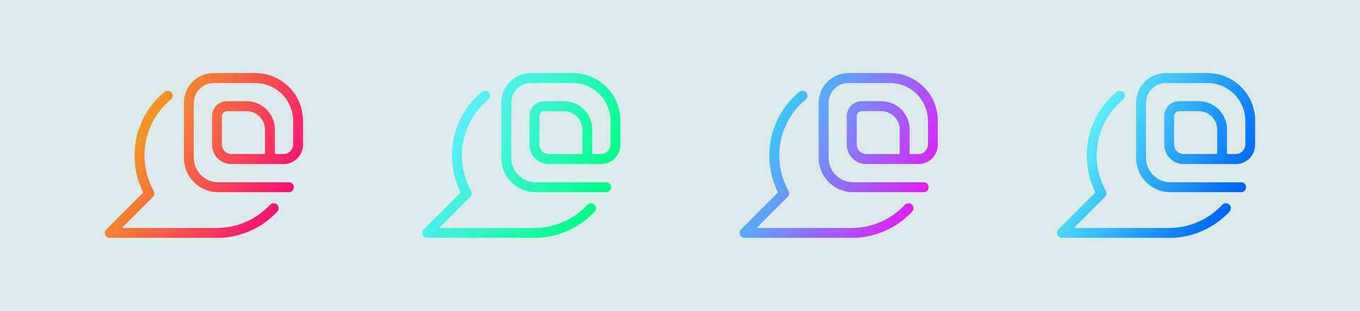 Mention line icon in gradient colors. At signs vector illustration.
