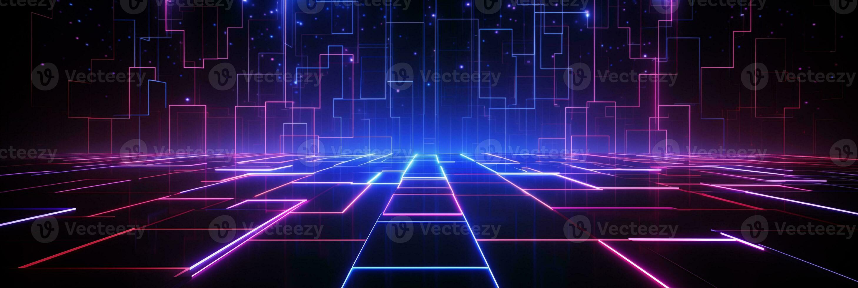 Neon technology background, empty space, futuristic style photo