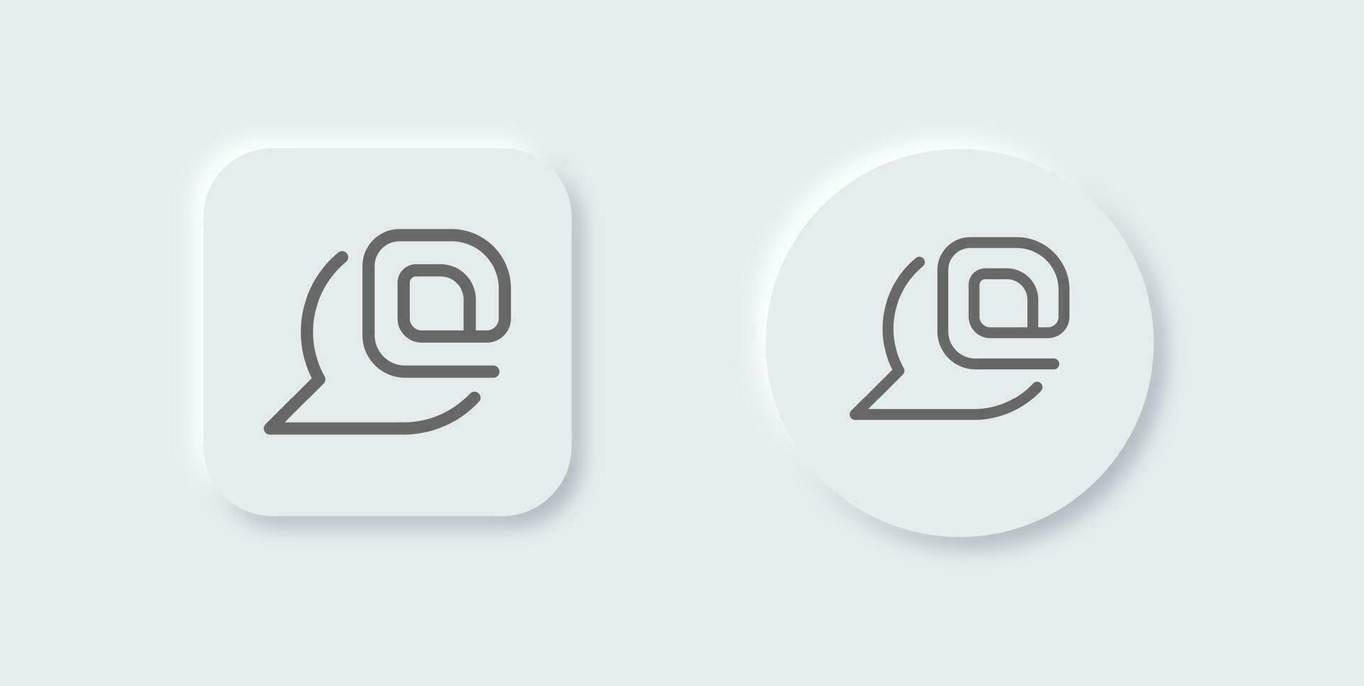 Mention line icon in neomorphic design style. At signs vector illustration.