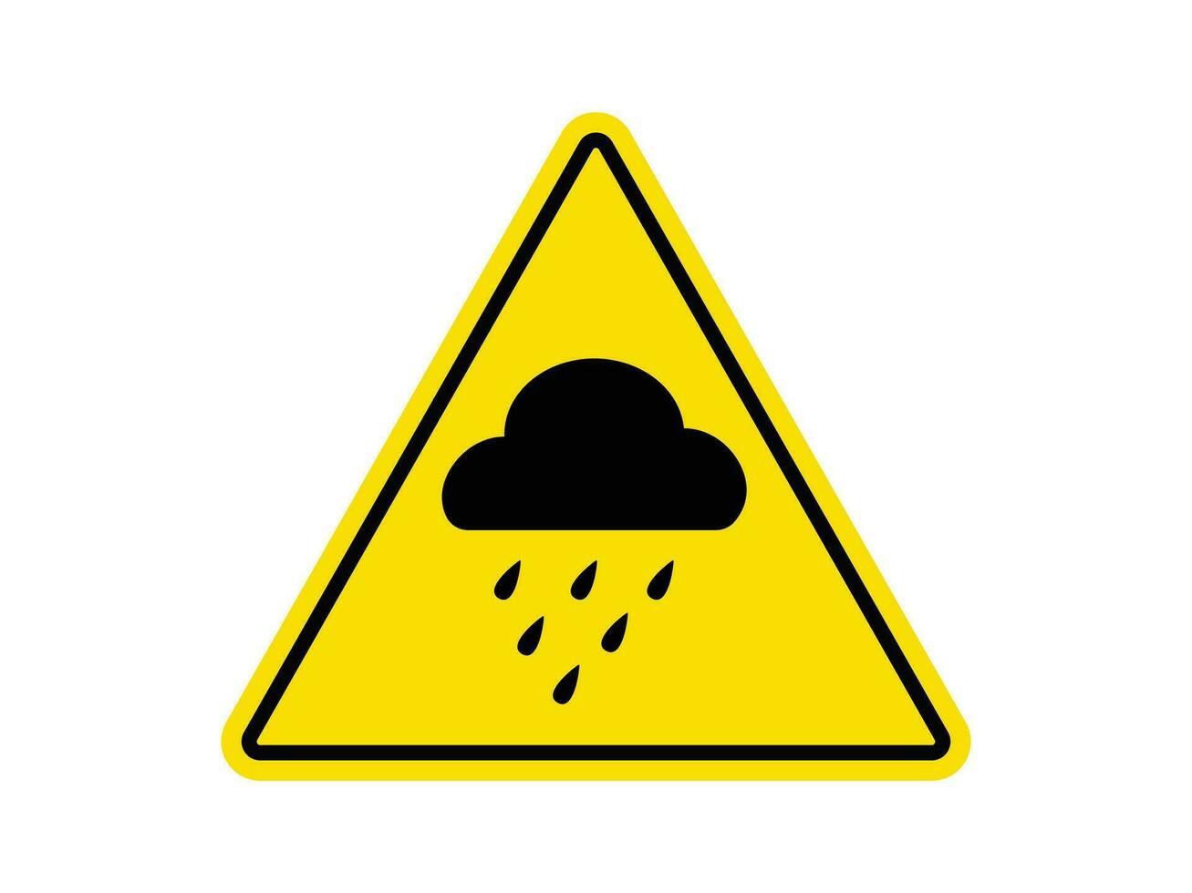 Rain warnings sign, Heavy rain and accident, Caution, clouds and storm , vector illustration.