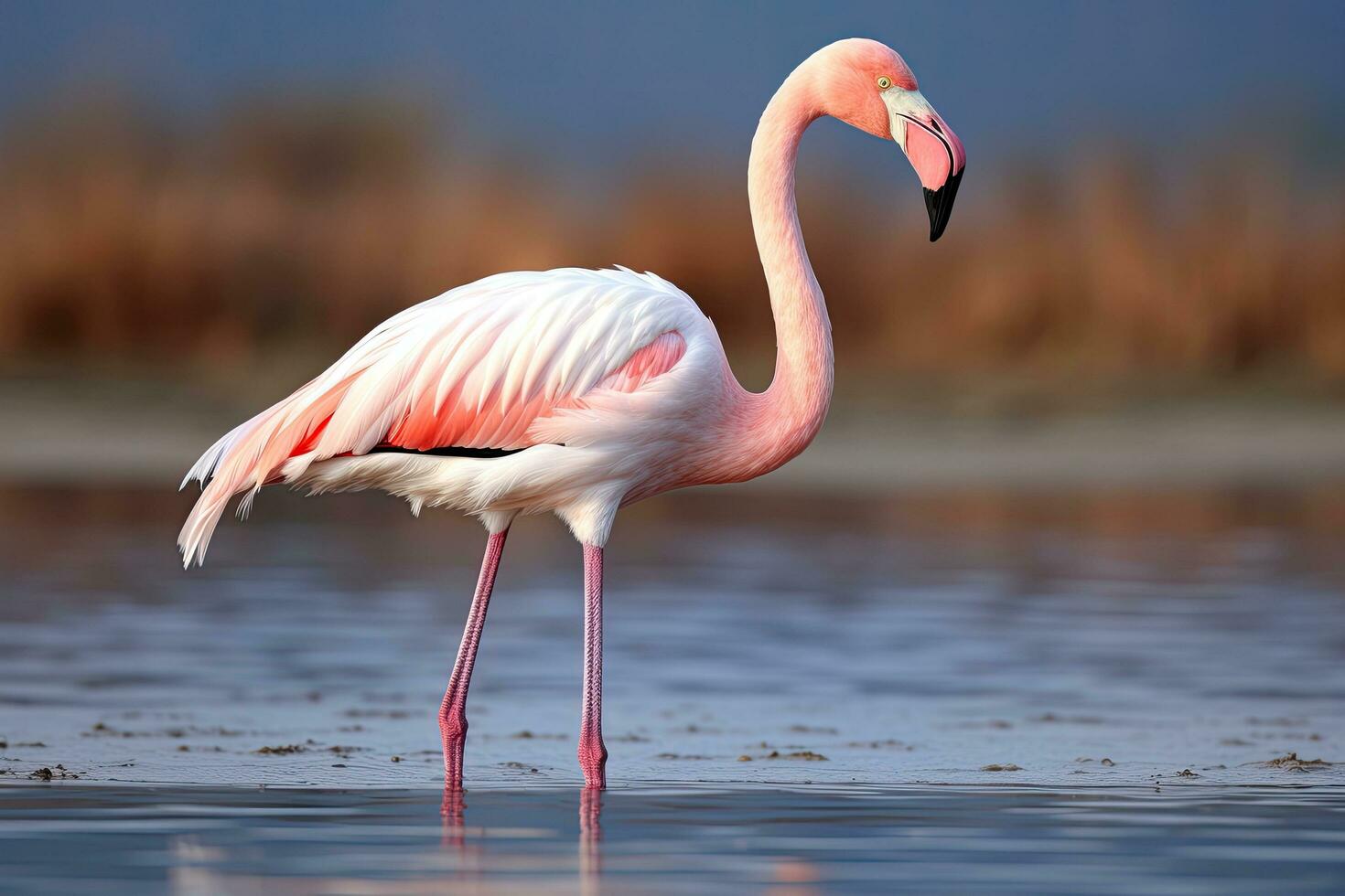 Greater flamingo Phoenicopterus ruber, Greater flamingo Phoenicopterus roseus, AI Generated photo