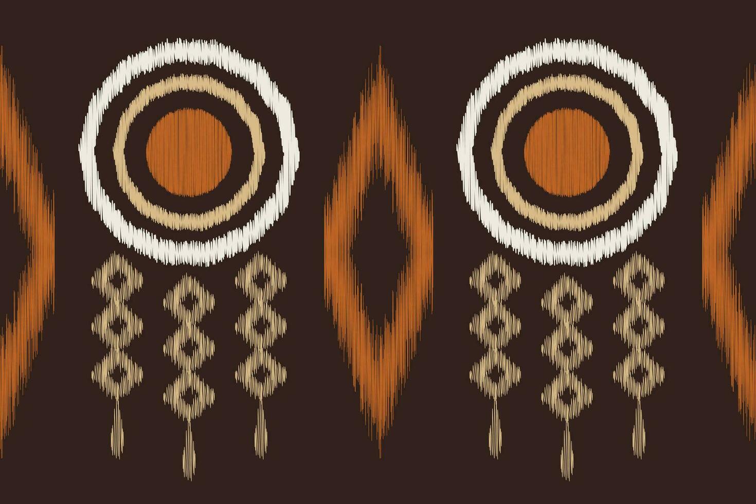 Ethnic Ikat fabric pattern geometric style.African Ikat embroidery brown Ethnic oriental pattern brown background. Abstract,vector,illustration.Texture,wallpaper,frame,decoration,carpet,motif. vector