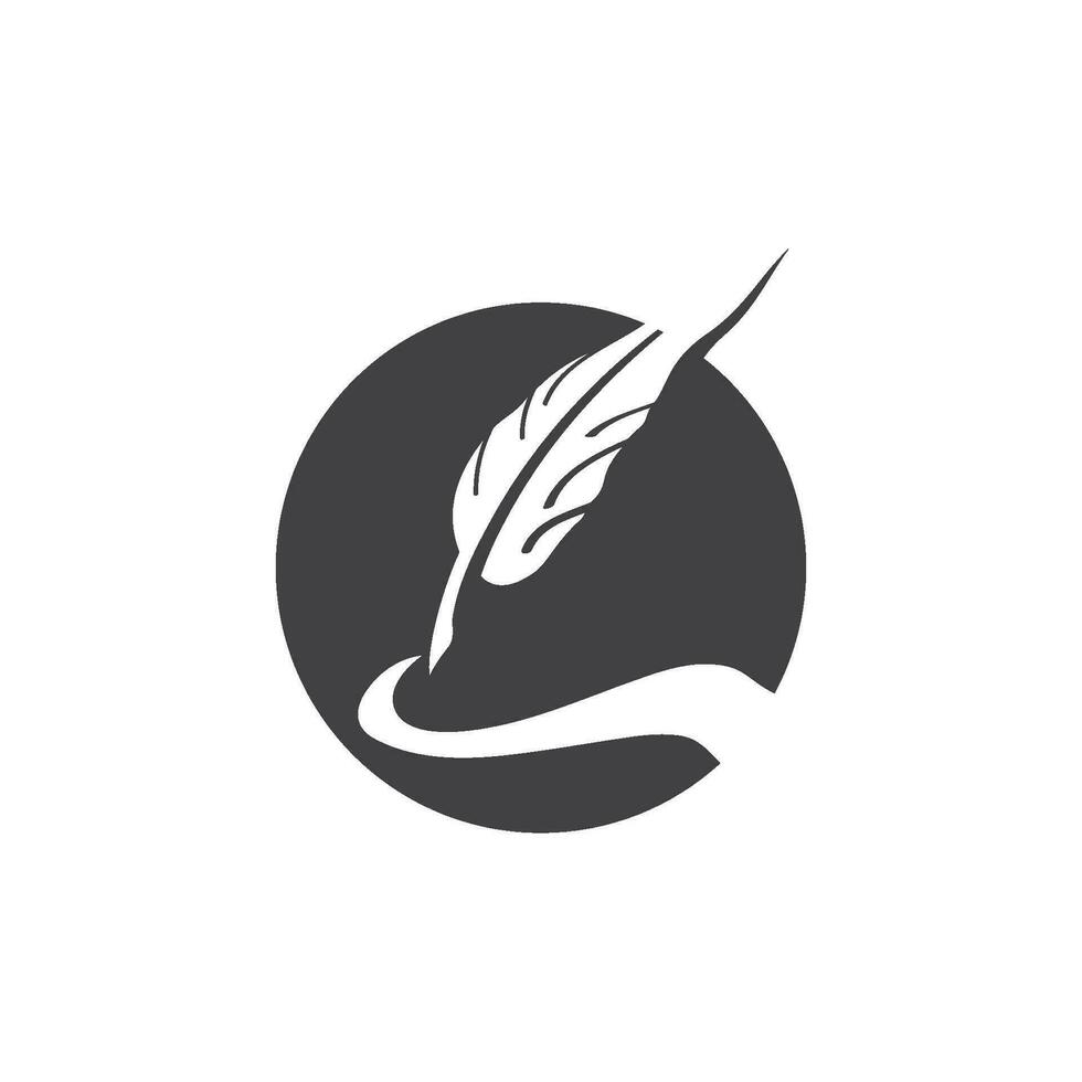 Feather pen Logo template Vector illustration