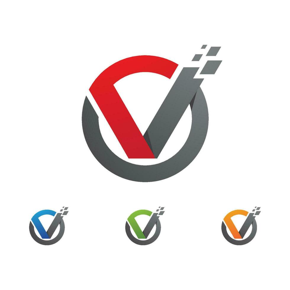 V Logo Hexagon illustration Icon vector