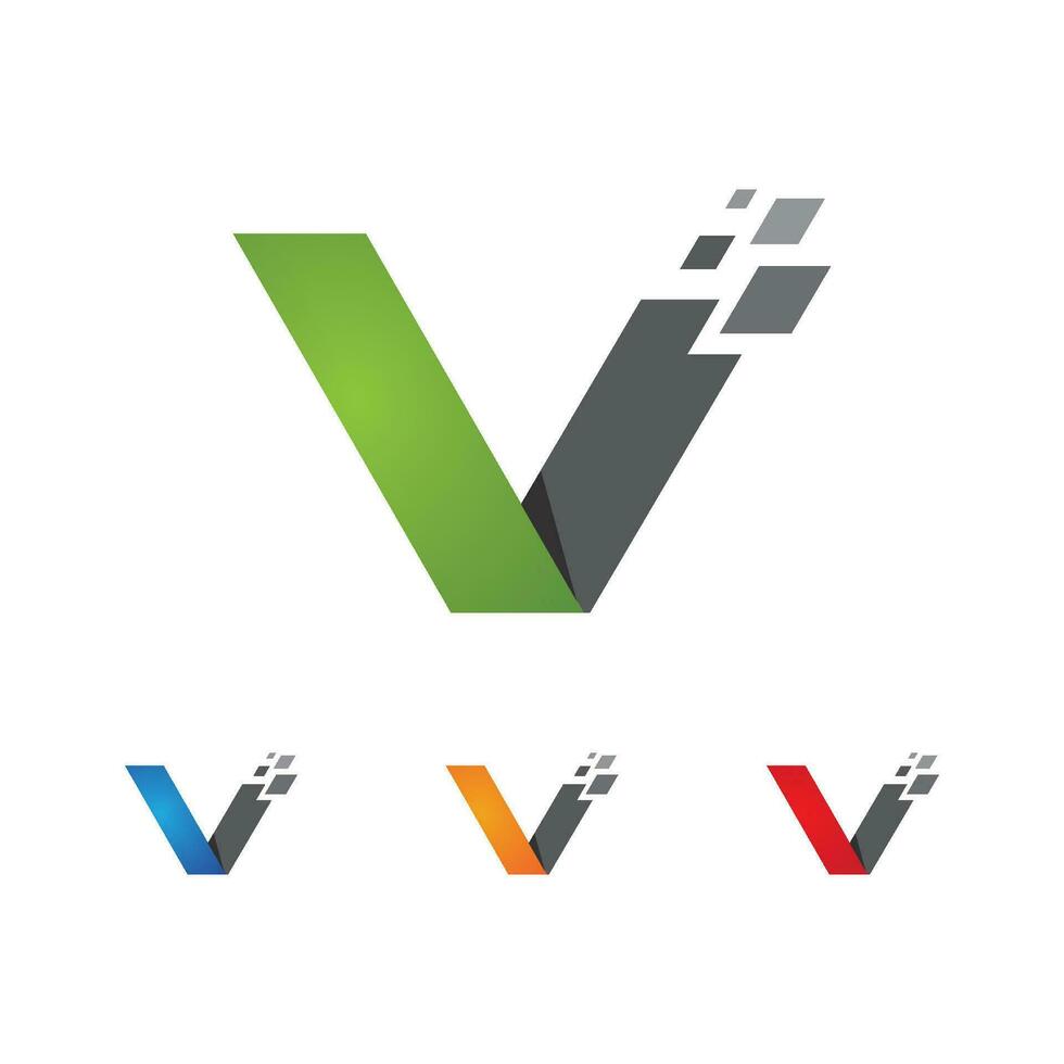 v logo hexágono ilustración icono vector