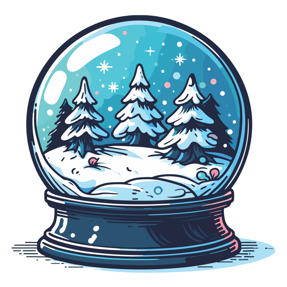 Trees And Mountain Inside Snow Globe Clipart - Ai Generative png