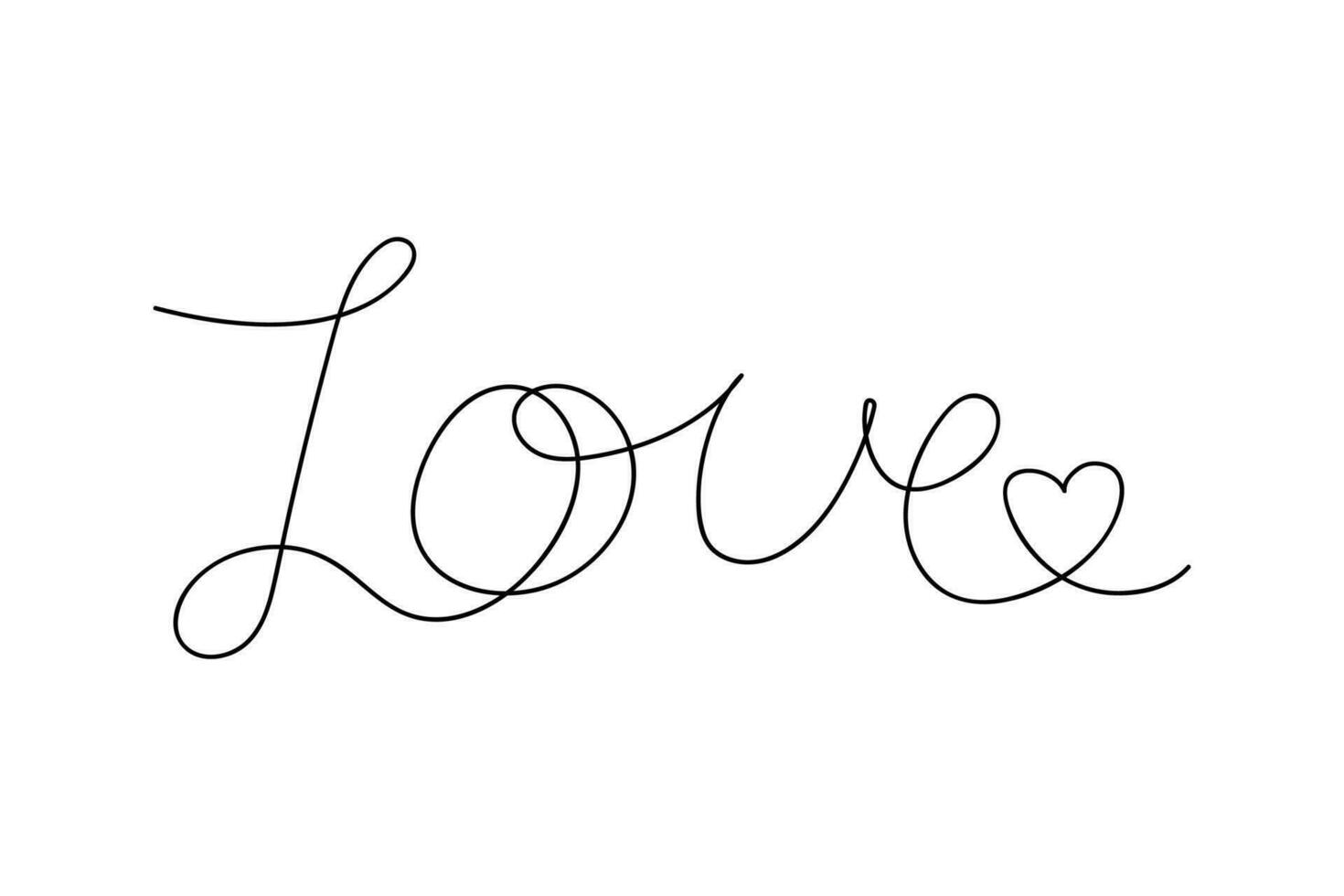 Continuous line drawing art. love hand drawn with black line vector