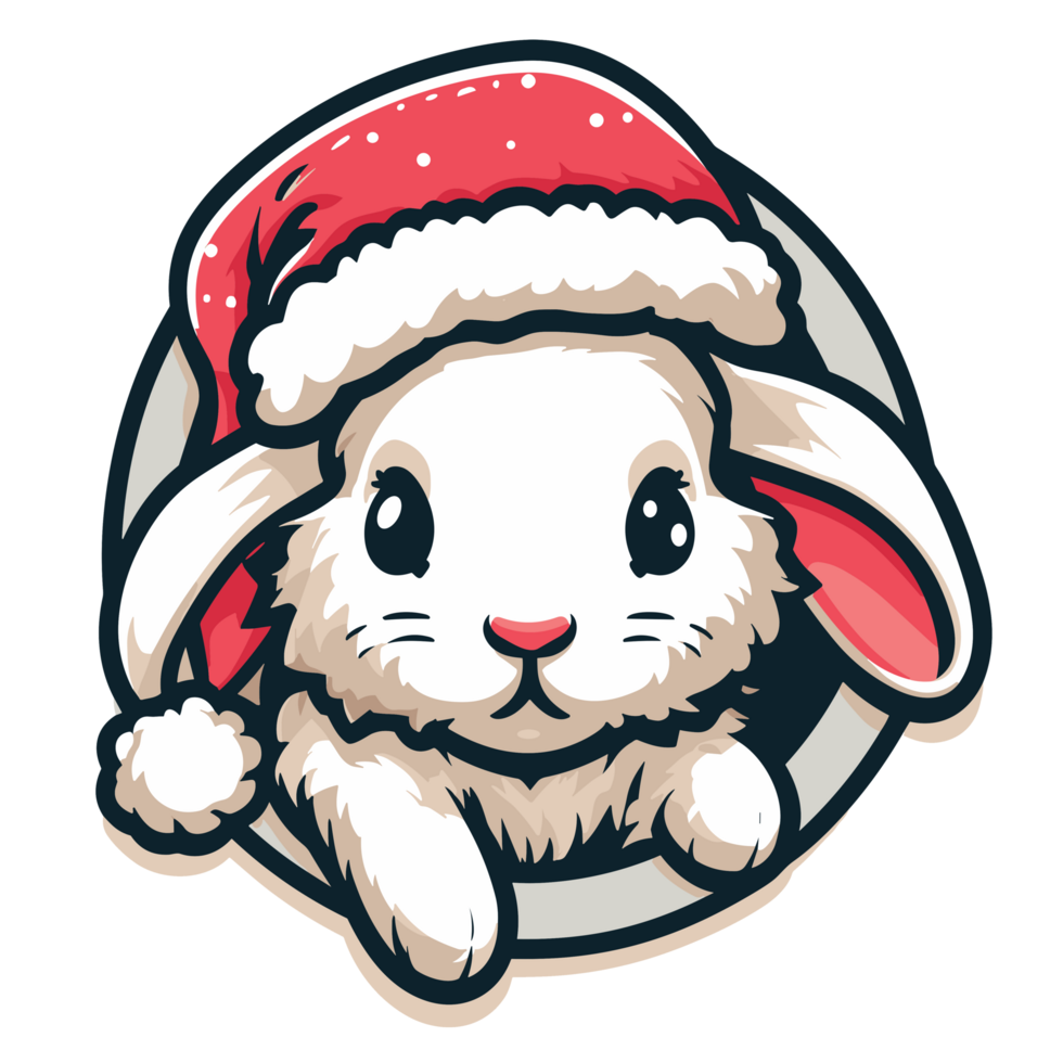Beautiful Rabbit Wearing Santa Hat - Ai Generative png