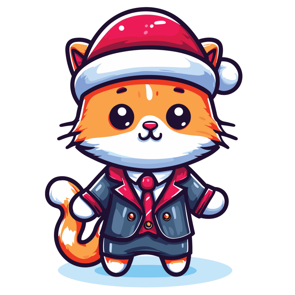 Beatutiful Cat Wearing Santa Hat - Ai Generative png