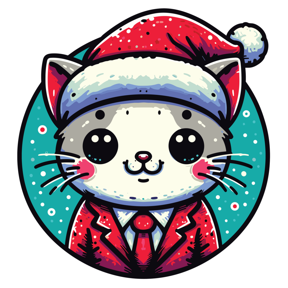 Beatutiful Cat Wearing Santa Hat - Ai Generative png