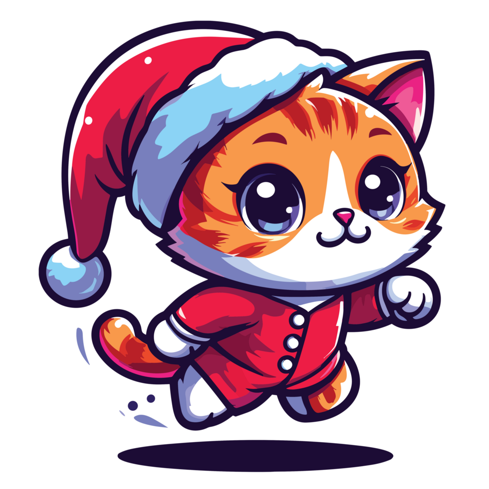 Beatutiful Cat Wearing Santa Hat - Ai Generative png