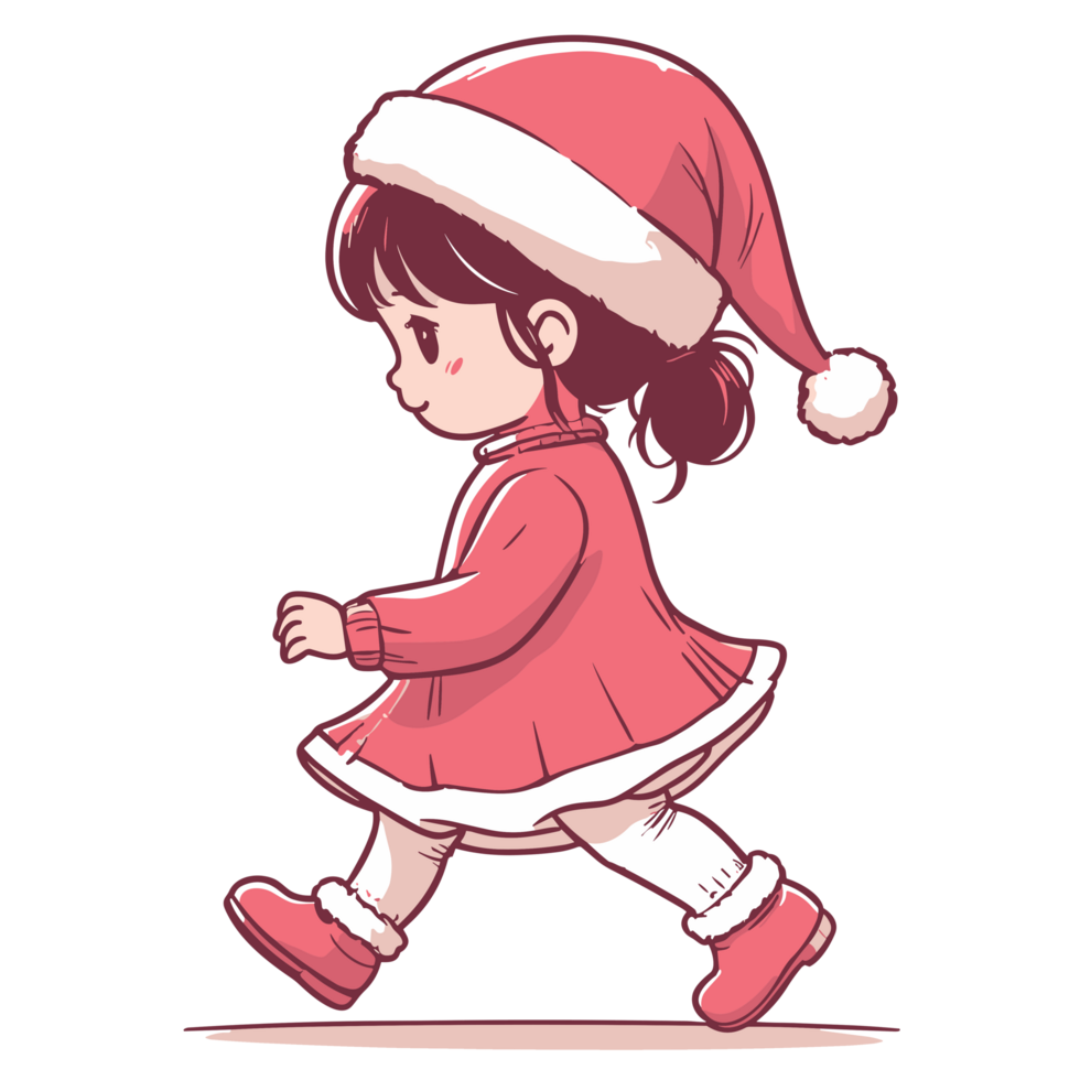 Cute Baby Girl Wearing Santa Hat - Ai Generative png