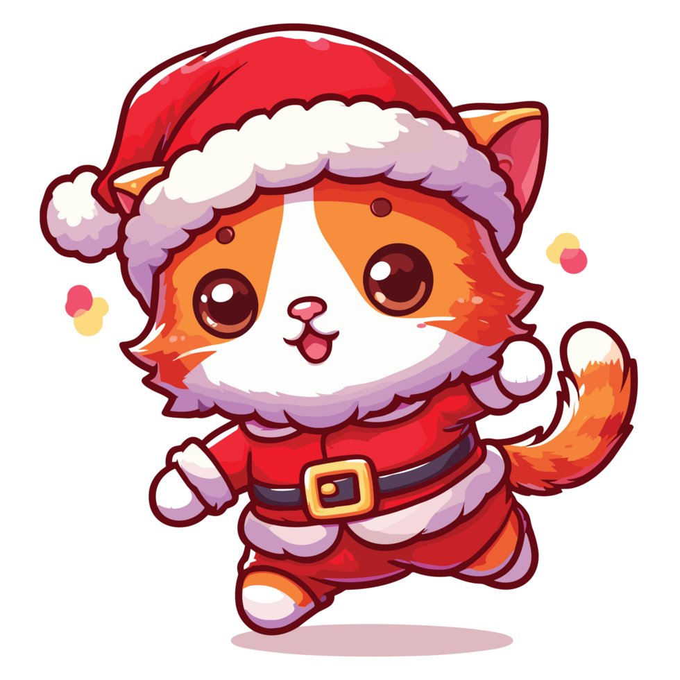 Beatutiful Cat Wearing Santa Hat - Ai Generative png