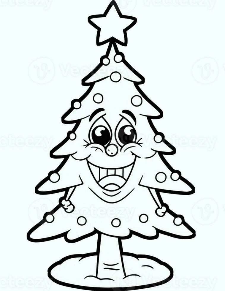 coloring book for kids big christmas tree photo