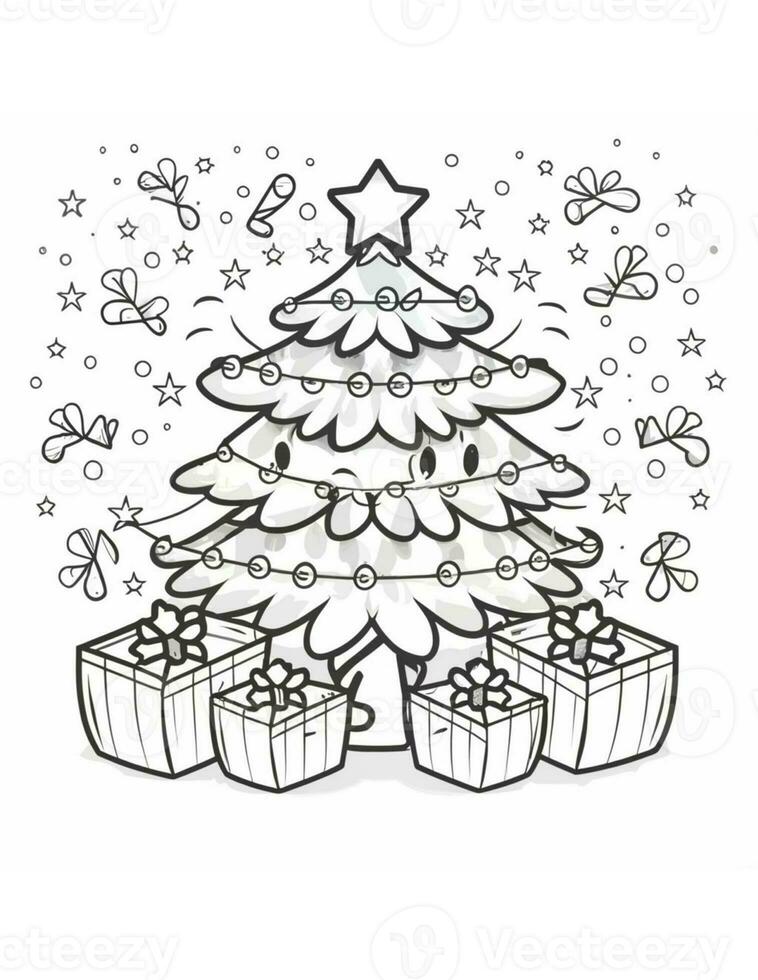 coloring book for kids big christmas tree photo