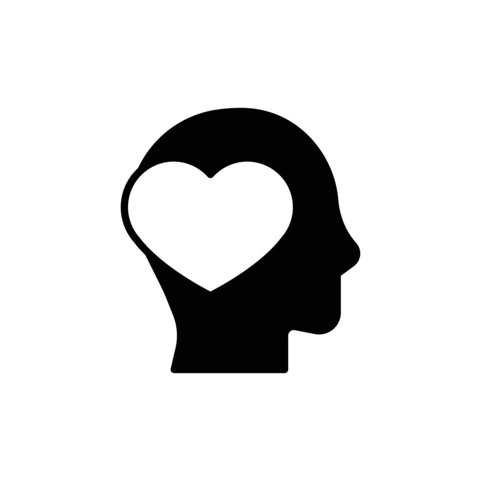 Mental health icon. Simple solid style. Positive mind wellbeing, brain, emotion, mental health development and care concept. Black silhouette, glyph symbol. Vector illustration isolated.