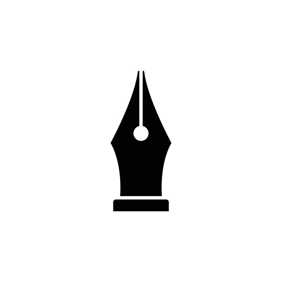 Ink pen icon. Simple solid style. Fountain, calligraphy tool, nib, write, letter, old, classic contact. Black silhouette, glyph symbol. Vector illustration isolated.