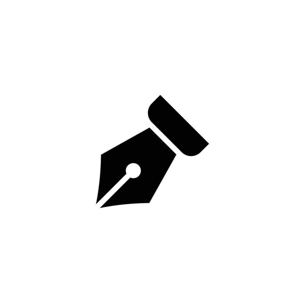 Ink pen icon. Simple solid style. Fountain, calligraphy tool, nib, write, letter, old, classic contact. Black silhouette, glyph symbol. Vector illustration isolated.