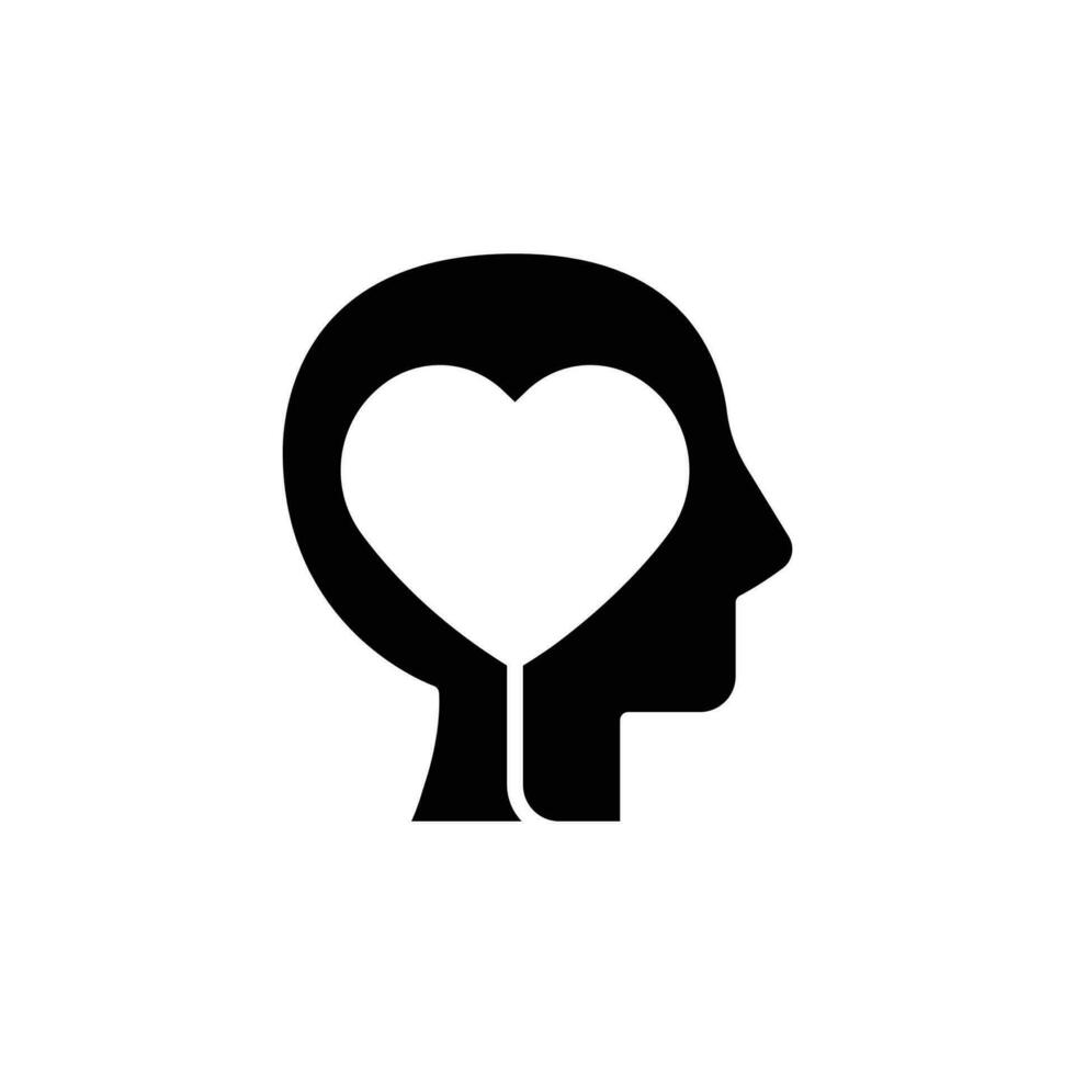 Mental health icon. Simple solid style. Positive mind wellbeing, brain, emotion, mental health development and care concept. Black silhouette, glyph symbol. Vector illustration isolated.