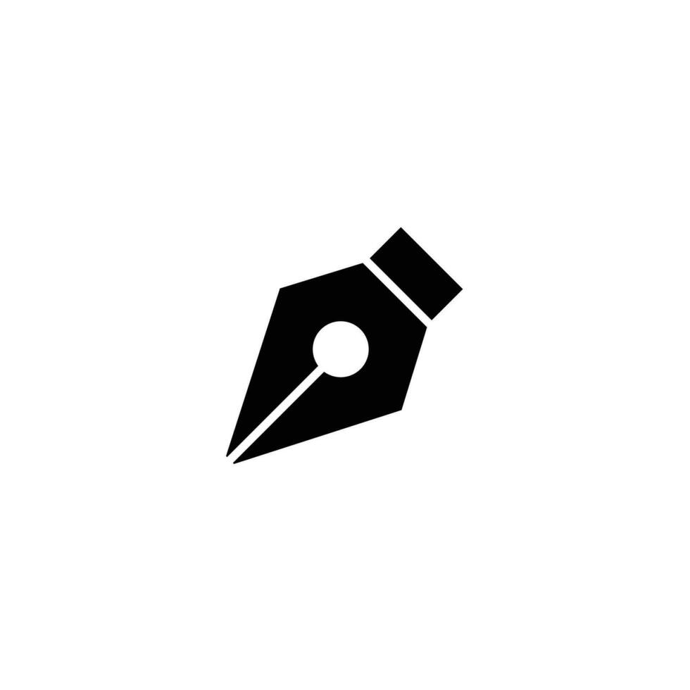 Ink pen icon. Simple solid style. Fountain, calligraphy tool, nib, write, letter, old, classic contact. Black silhouette, glyph symbol. Vector illustration isolated.