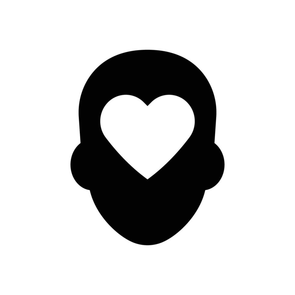 Mental health icon. Simple solid style. Positive mind wellbeing, brain, emotion, mental health development and care concept. Black silhouette, glyph symbol. Vector illustration isolated.