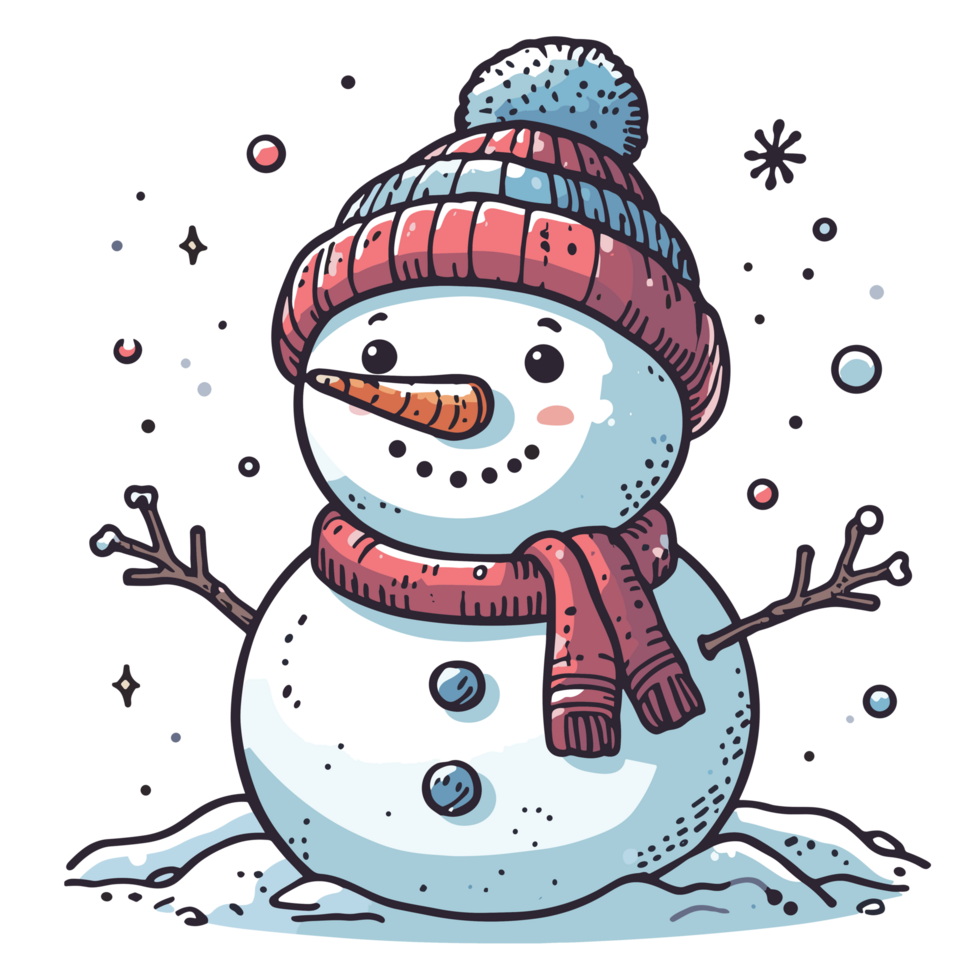 Beautiful Christmas Snowman Clipart - Ai Generative png