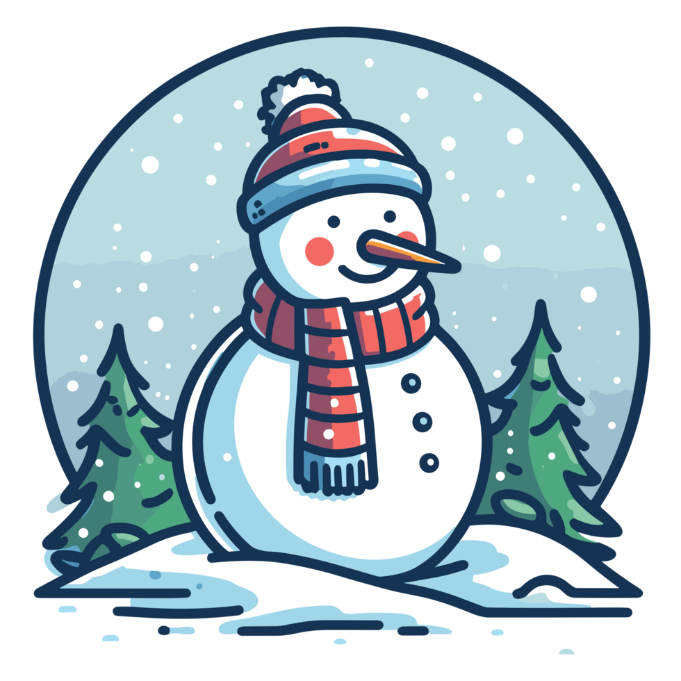 Beautiful Christmas Snowman Clipart - Ai Generative png