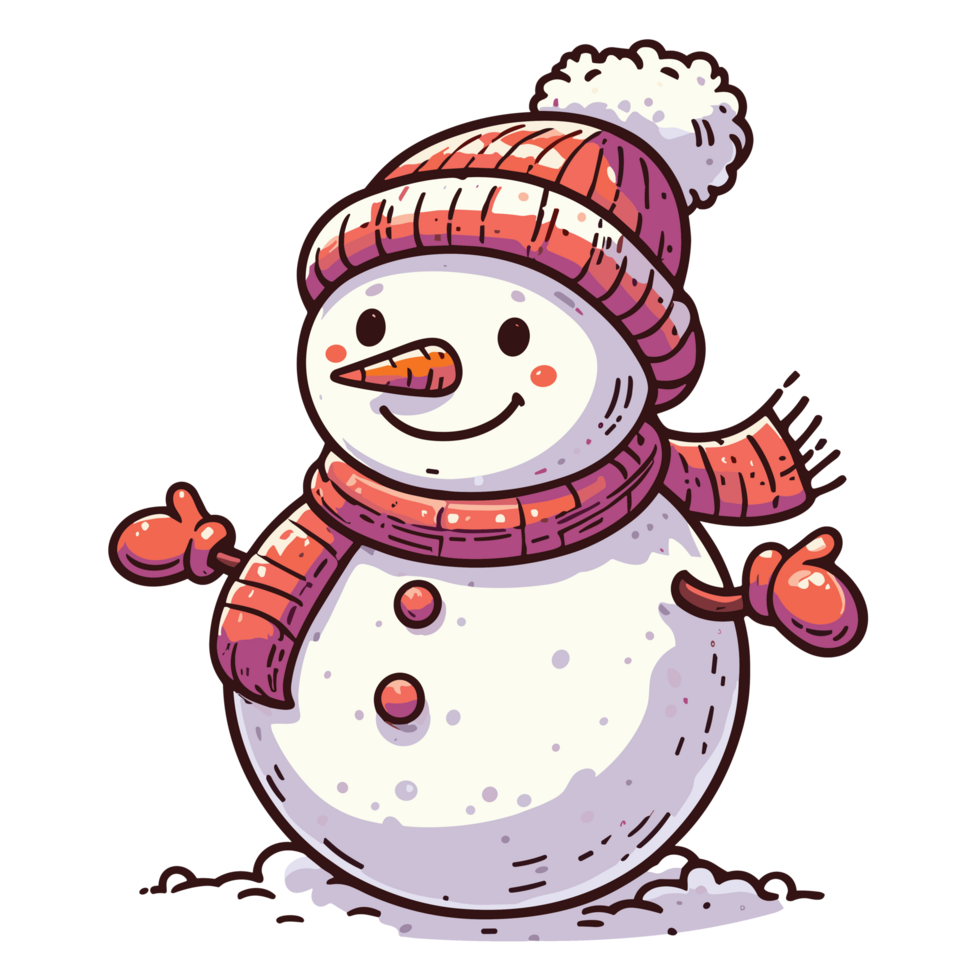 Beautiful Christmas Snowman Clipart - Ai Generative png