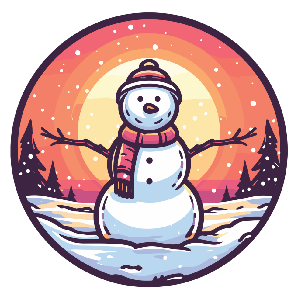 Beautiful Christmas Snowman Clipart - Ai Generative png