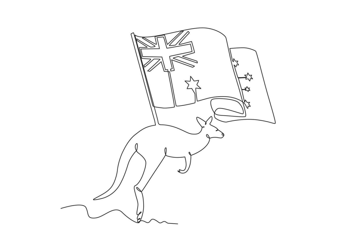 A kangaroo and the flag of Australia vector