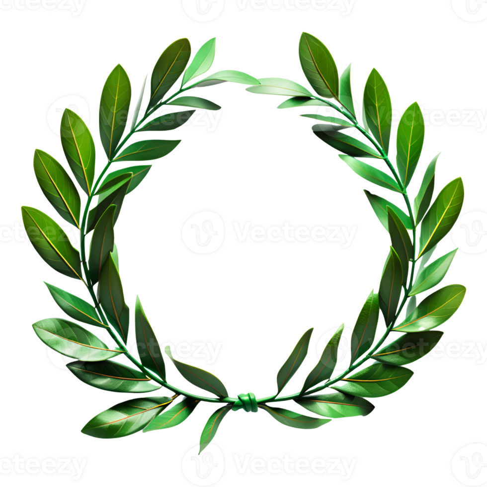 Green Laurel wreath Isolated on Transparent Background. AI Generative png