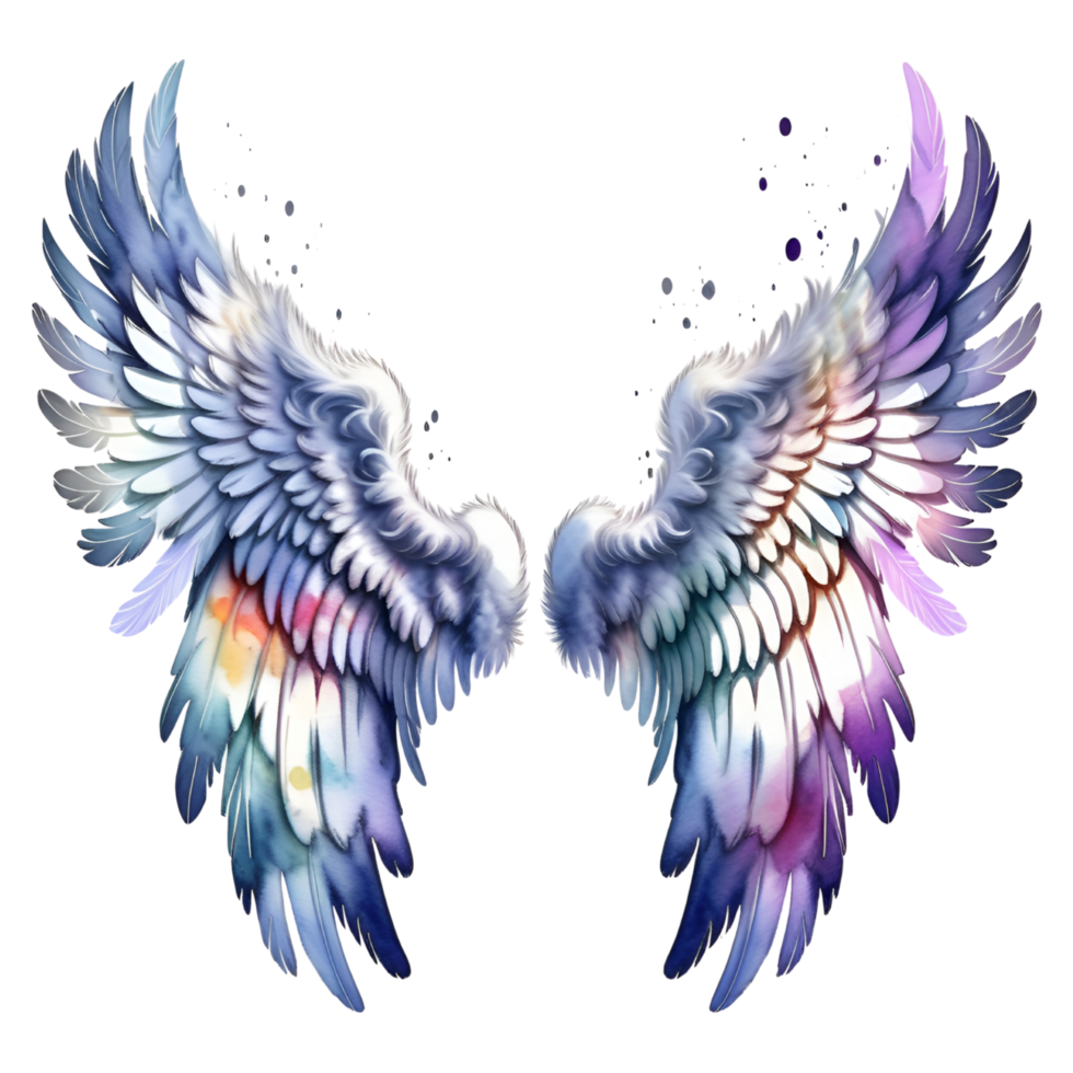 Watercolor Angel Wings Isolated on Transparent Background. AI Generative png