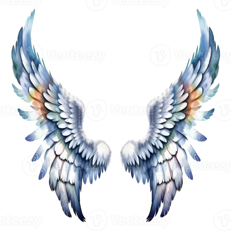 Watercolor Angel Wings Isolated on Transparent Background. AI Generative png