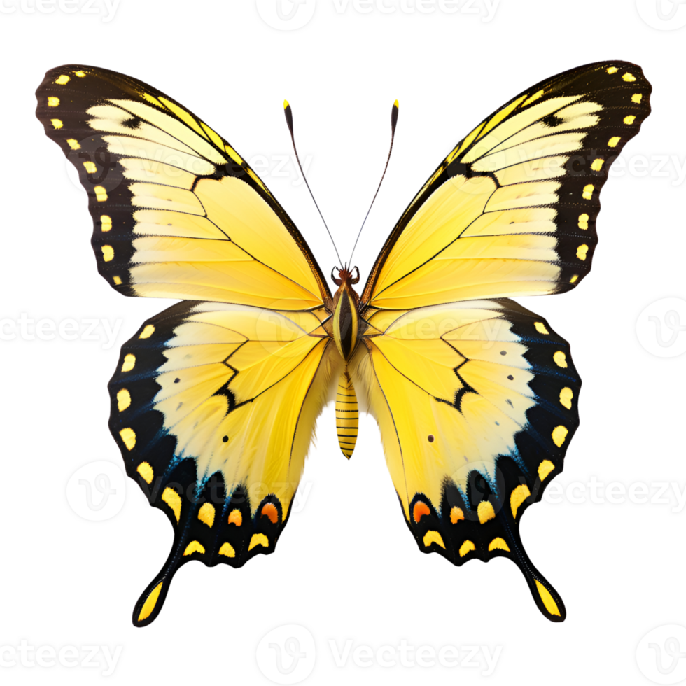 Beautiful Yellow Butterfly Isolated on a Transparent Background. AI Generative png