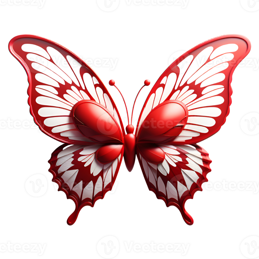 Red Butterfly Isolated. AI Generative 33861018 PNG