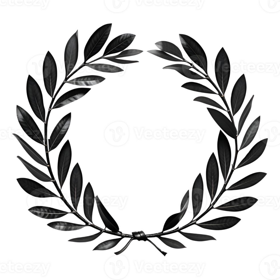Black Laurel wreath Isolated on Transparent Background. AI Generative png